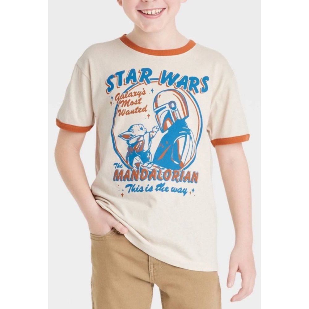 Mandalorian Star Wars Ringer Tee Kids Size Large